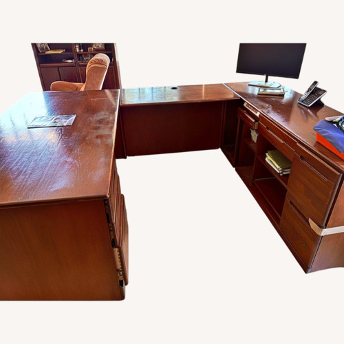 Used Vintage/Antique Dark Brown Wood Desk for sale on AptDeco
