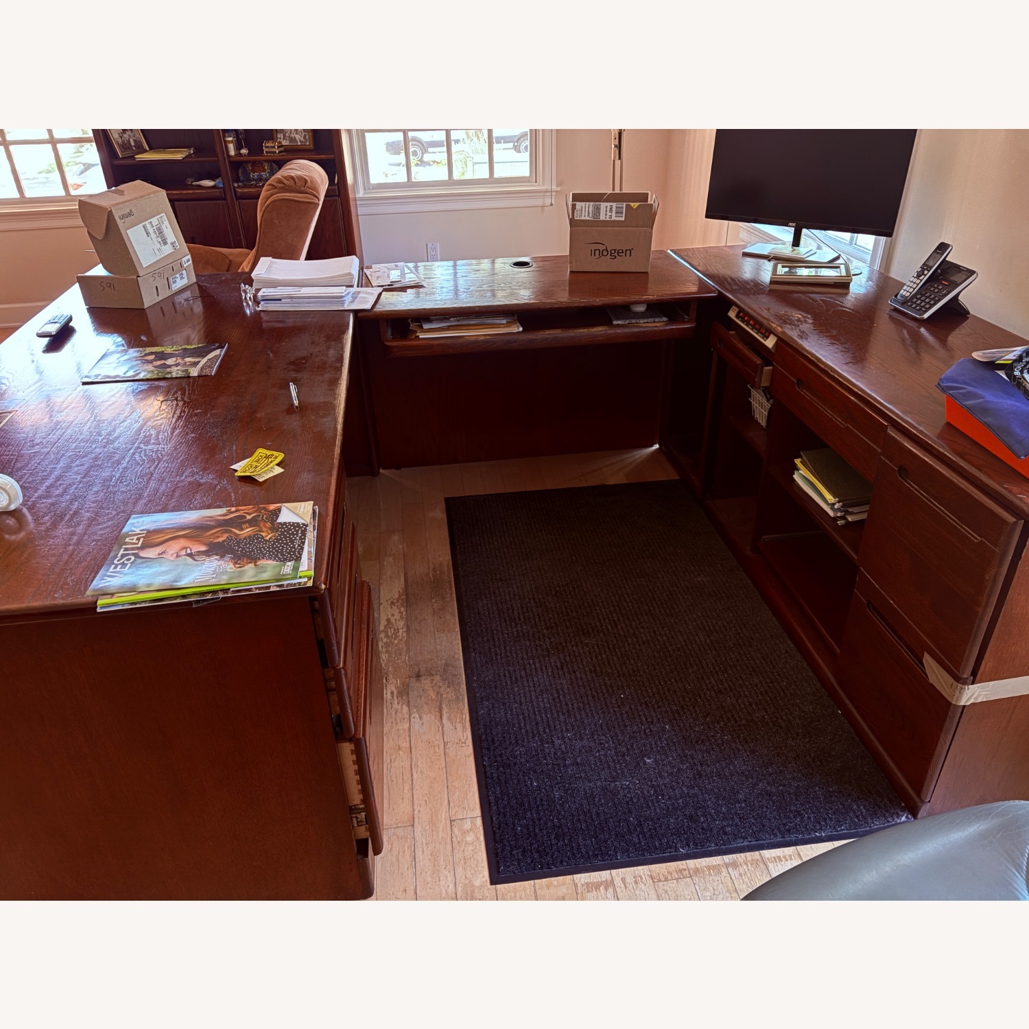Vintage/Antique Dark Brown Wood Desk - image-1