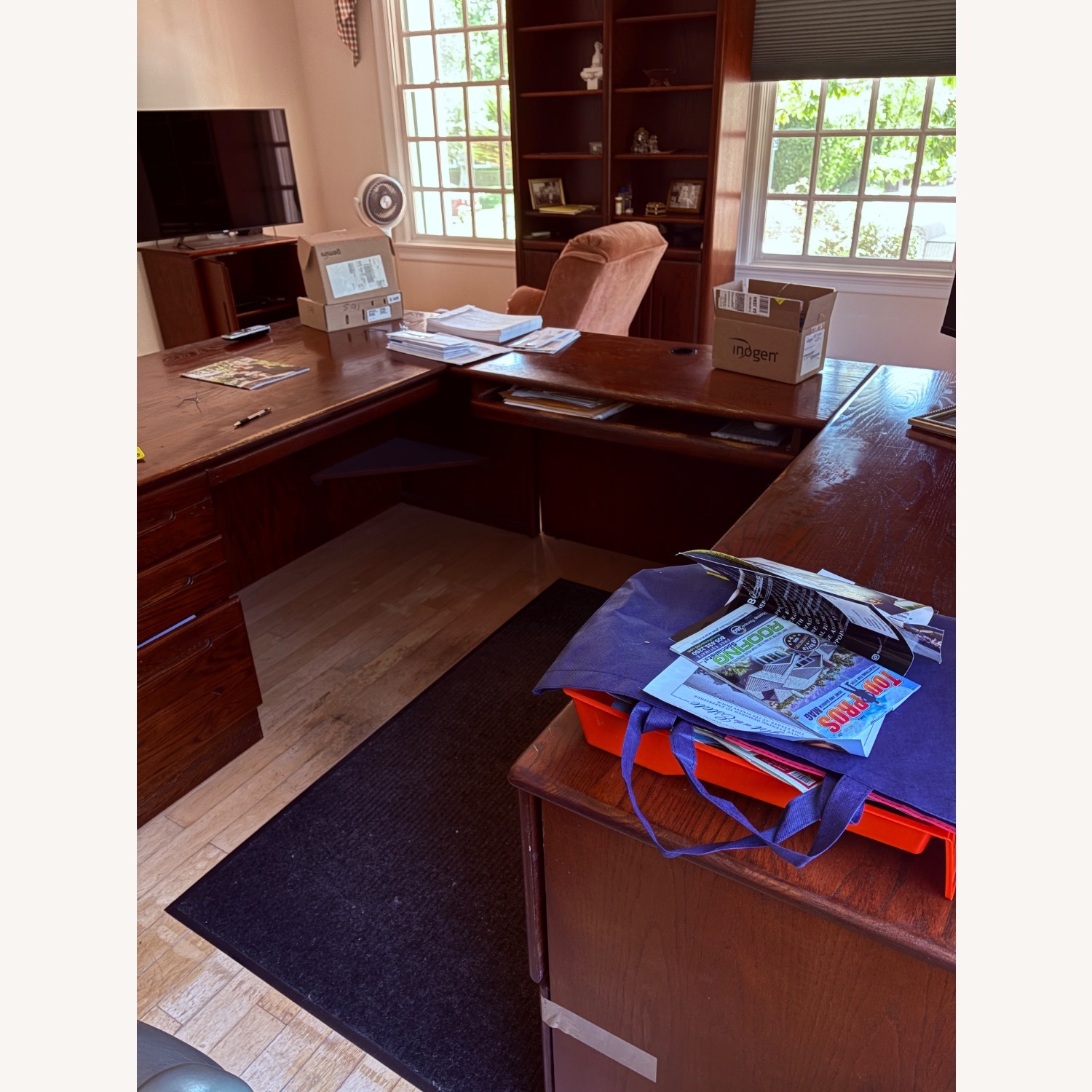 Vintage/Antique Dark Brown Wood Desk - image-3