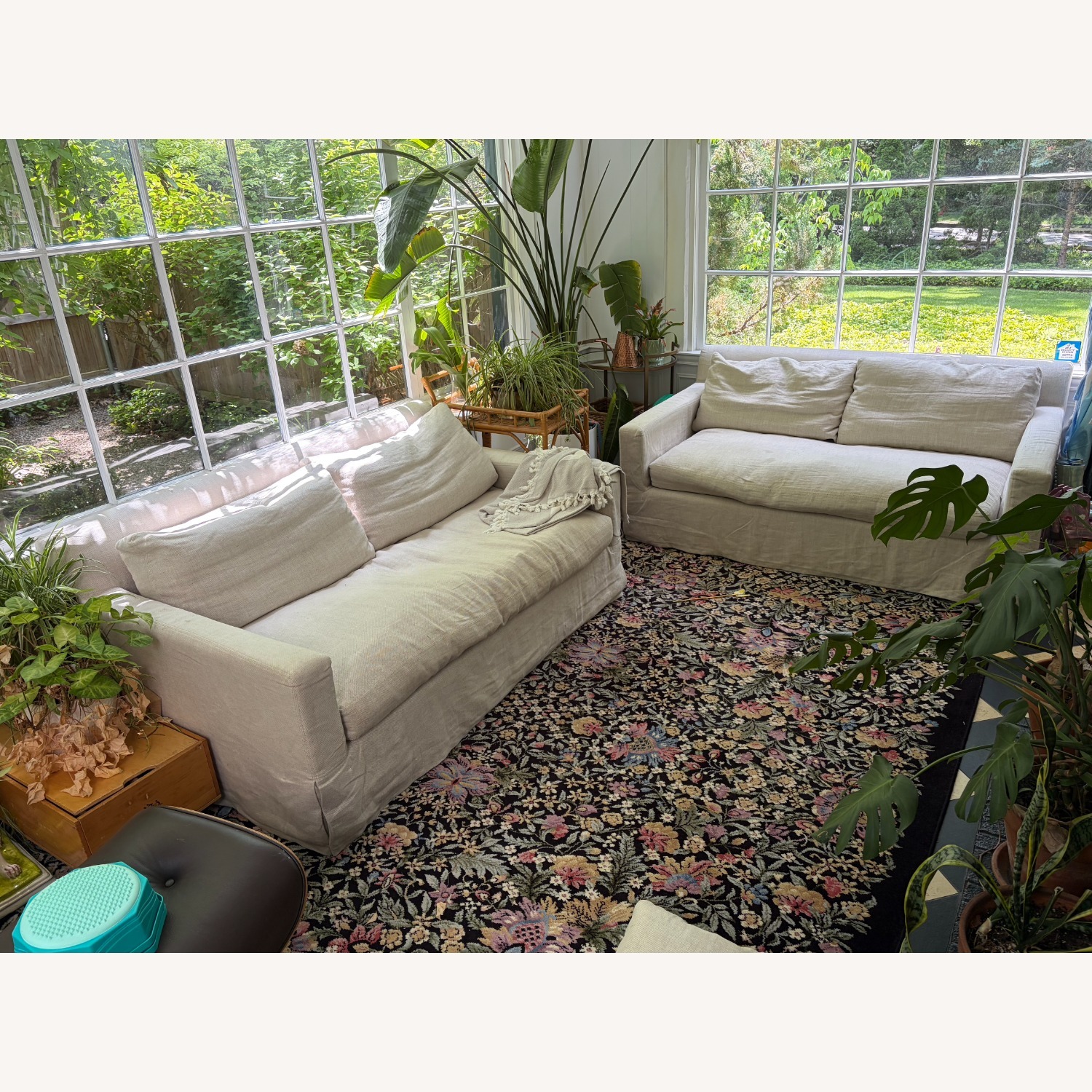 Restoration Hardware Natural Loveseat - image-1