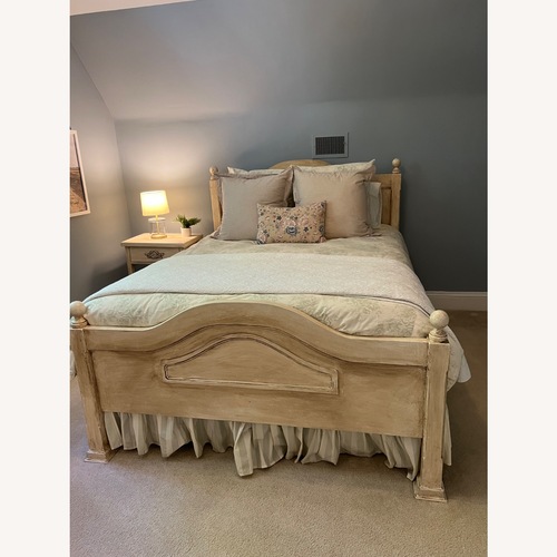 Used Shabby Chic Wood Queen Bed for sale on AptDeco