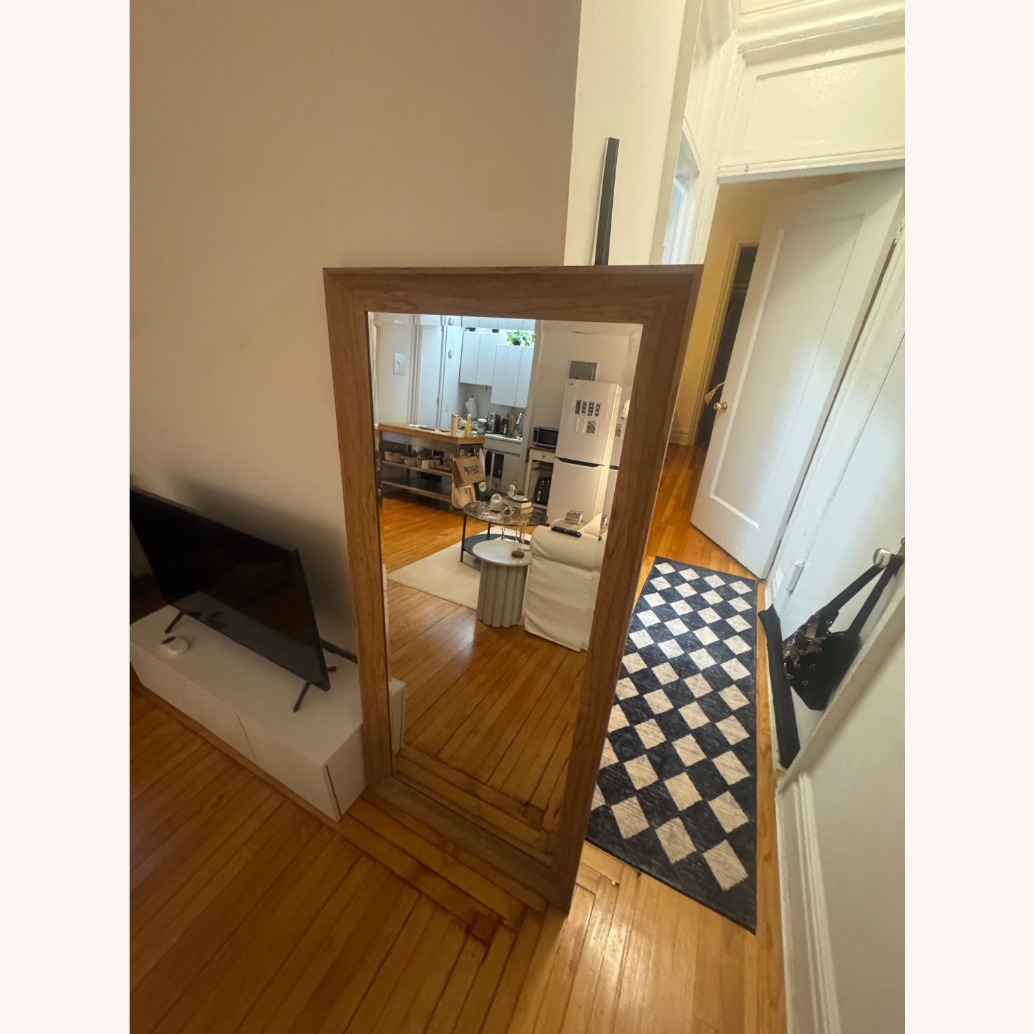 Home Goods Light Brown Wood Floor Mirror - image-2