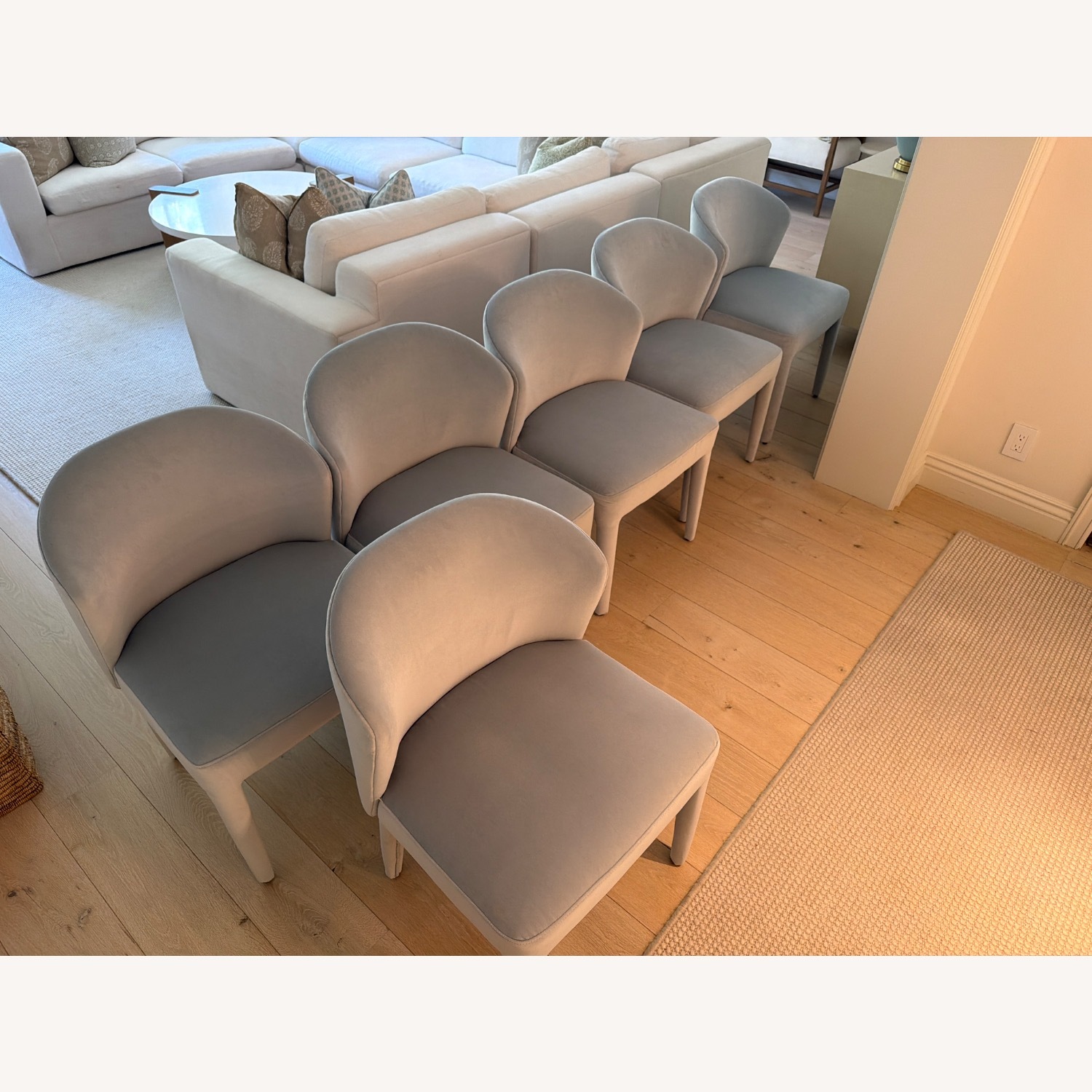 6x Blue Velvet Dining Chair - image-1