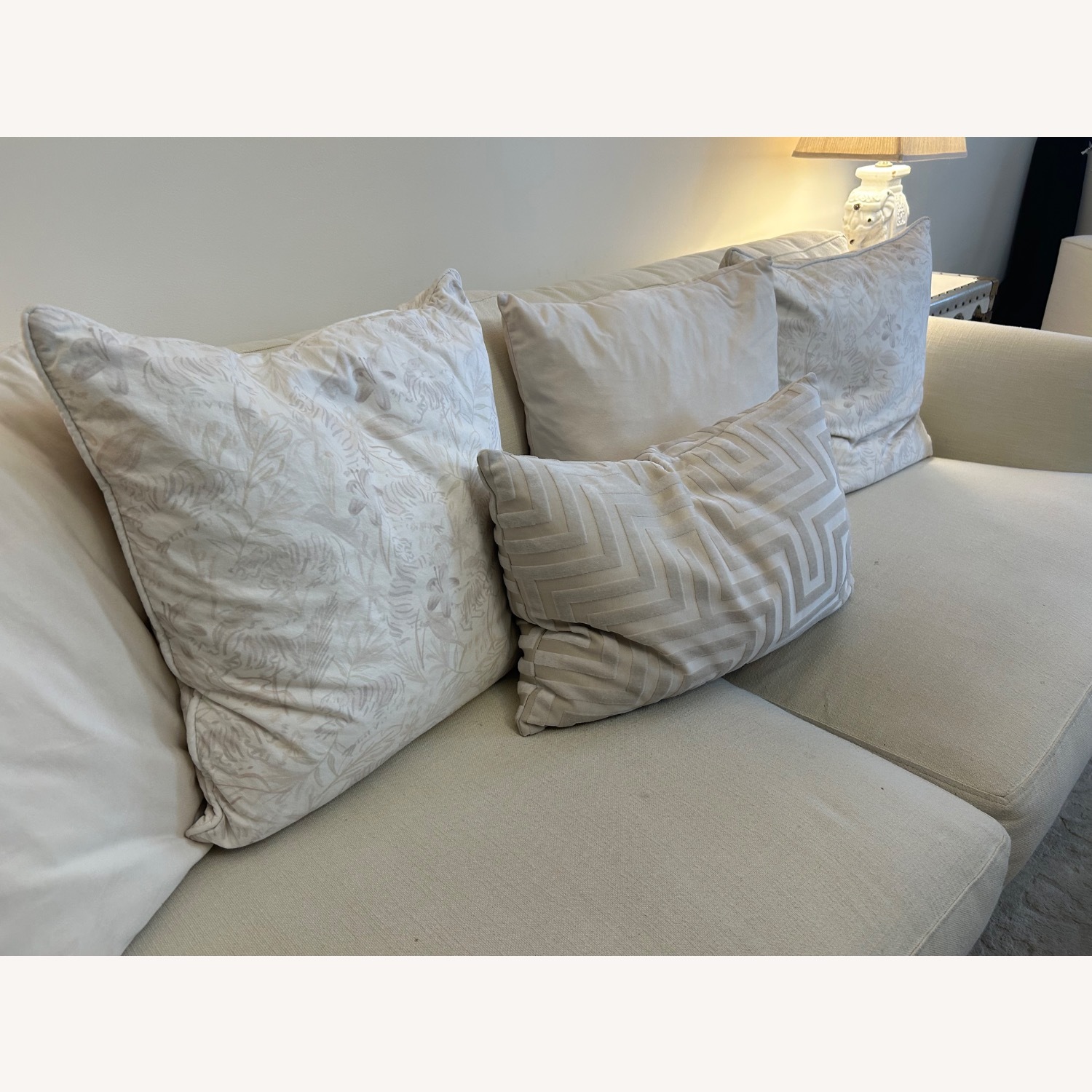 West Elm 84” Linen Weave Sofa in Alabaster - image-4