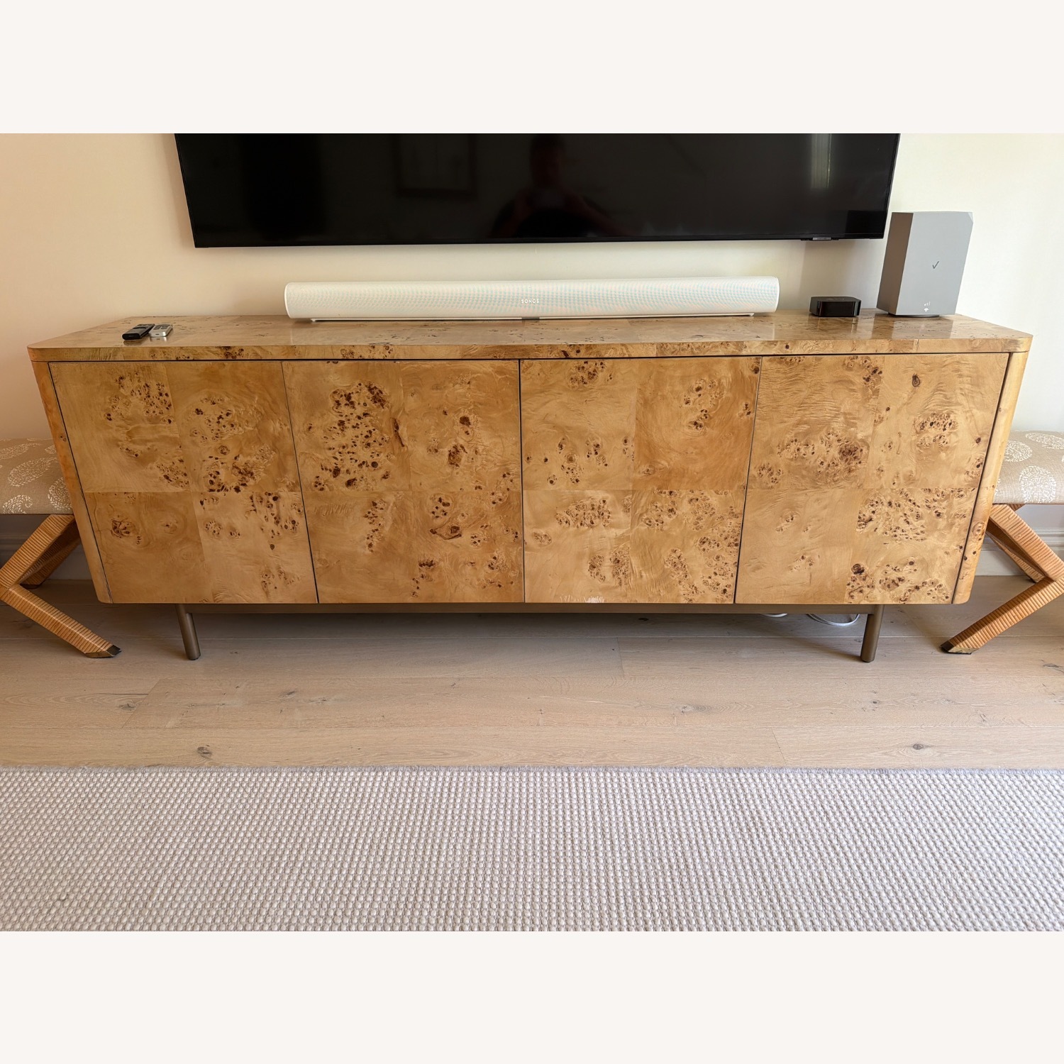 Crate & Barrel Light Brown Wood Media Storage - image-1
