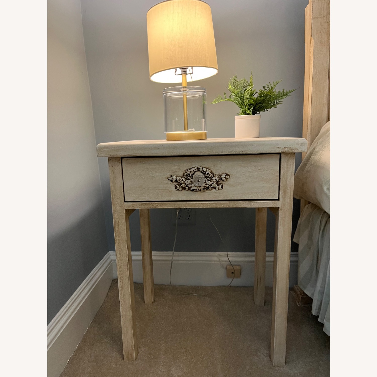 Shabby Chic Wood Nightstand - image-1