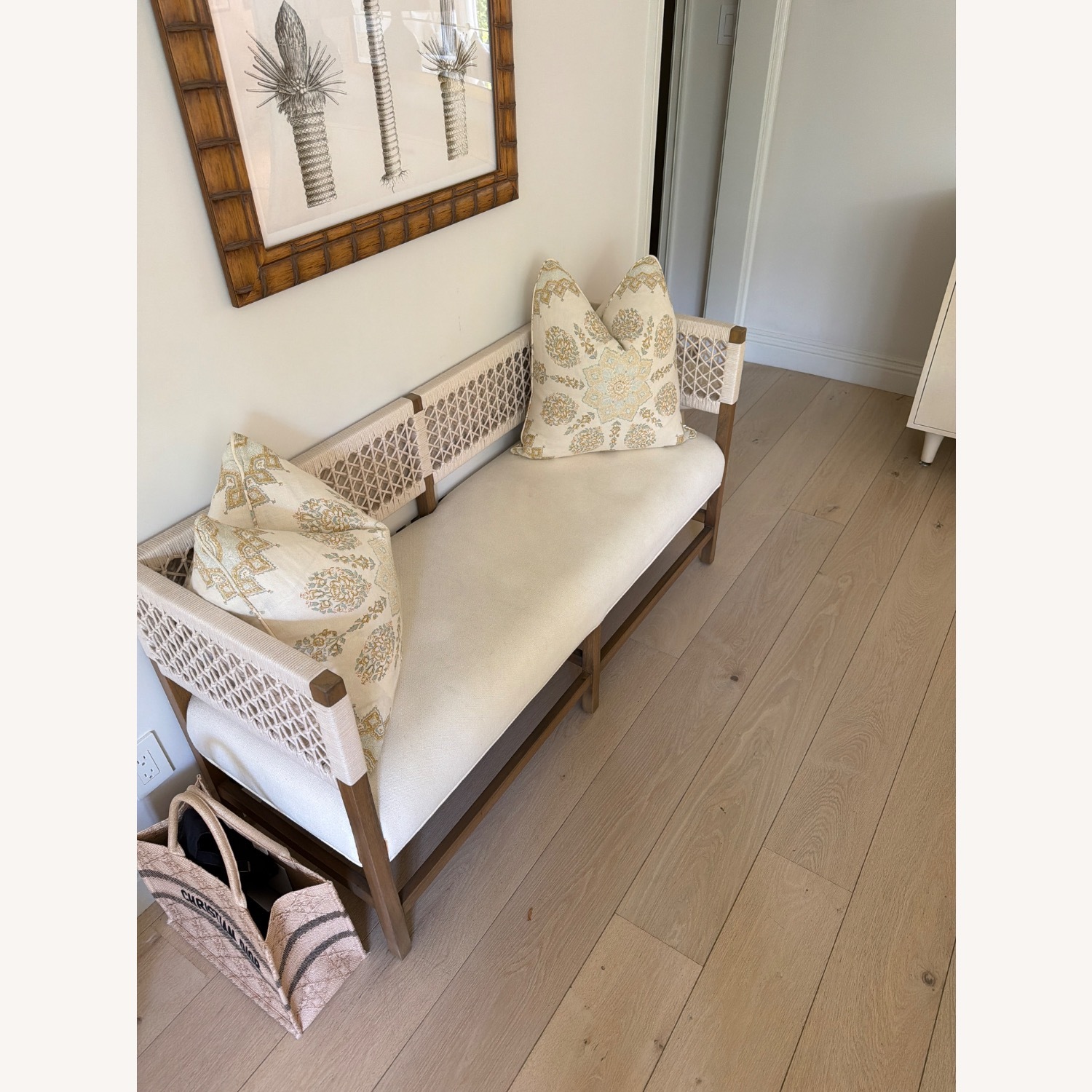 Ballard Designs White Fabric Bench - image-2