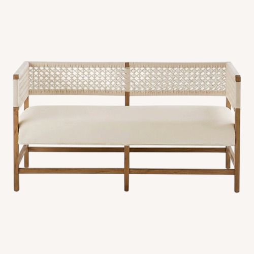 Used Ballard Designs White Fabric Bench for sale on AptDeco