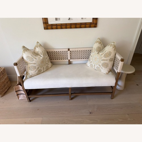 Used Ballard Designs White Fabric Bench for sale on AptDeco
