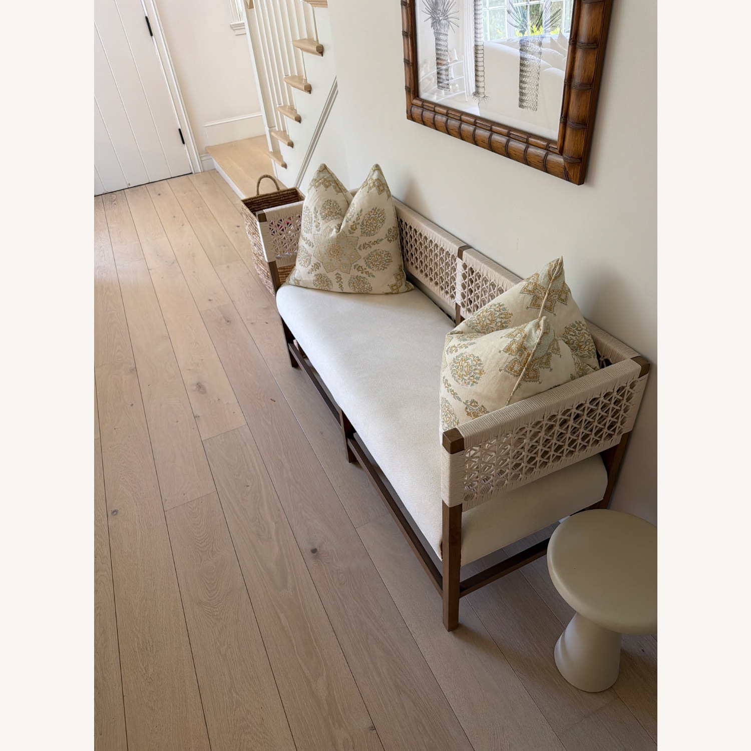 Ballard Designs White Fabric Bench - image-3