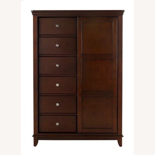 Used Raymour & Flanigan Kylie Dark Brown Wood Armoire for sale on AptDeco