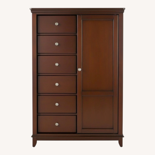Used Raymour & Flanigan Kylie Dark Brown Wood Armoire for sale on AptDeco
