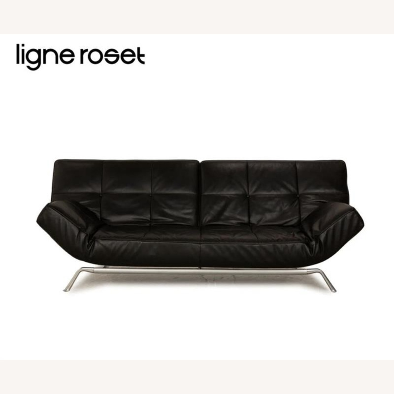 Ligne Roset Smala Black Leather Sofa - image-1