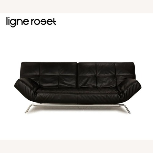 Used Ligne Roset Smala Black Leather Sofa for sale on AptDeco