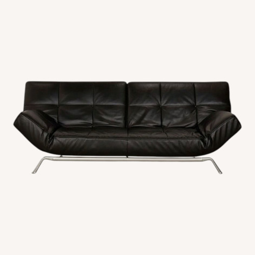 Used Ligne Roset Smala Black Leather Sofa for sale on AptDeco