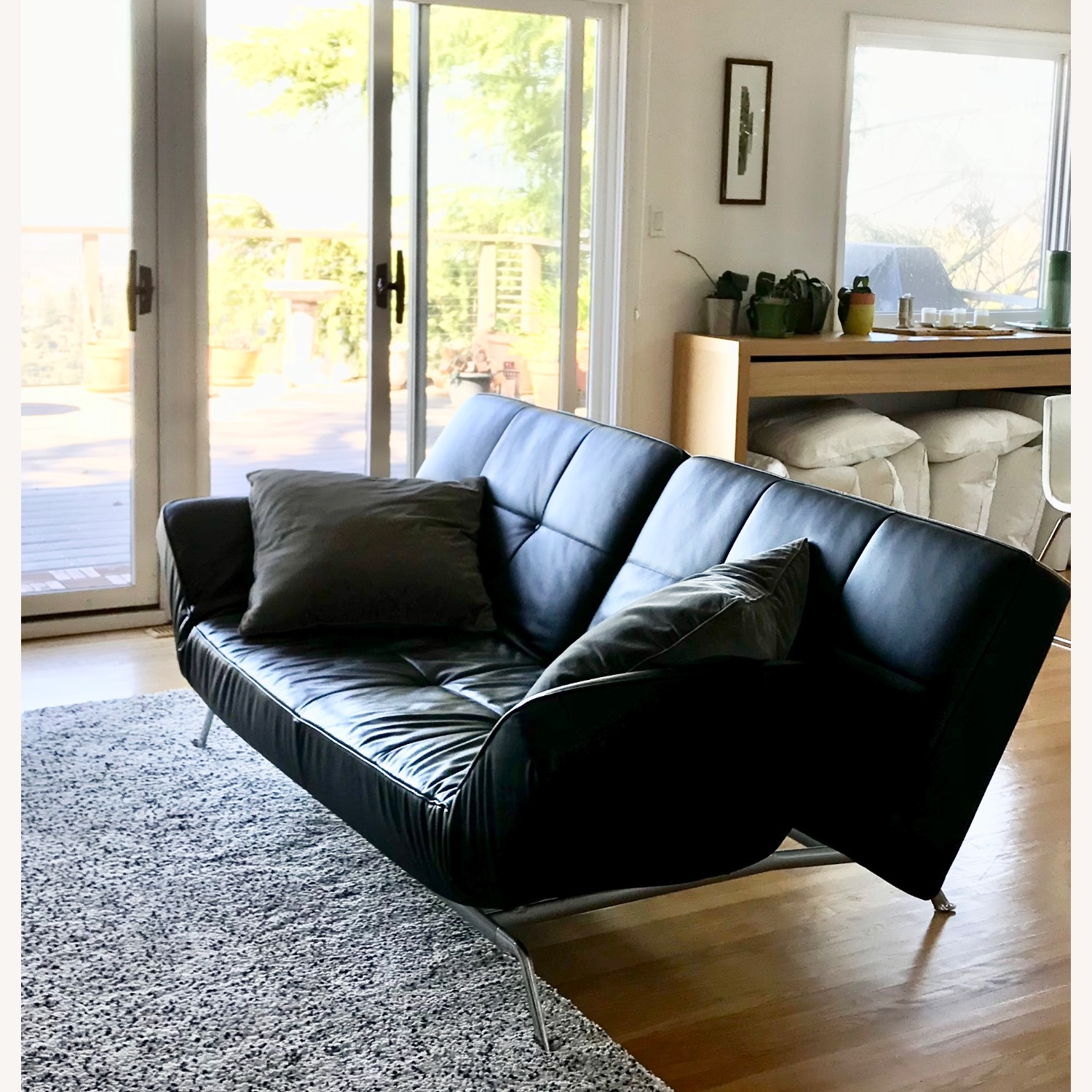 Ligne Roset Smala Black Leather Sofa - image-7
