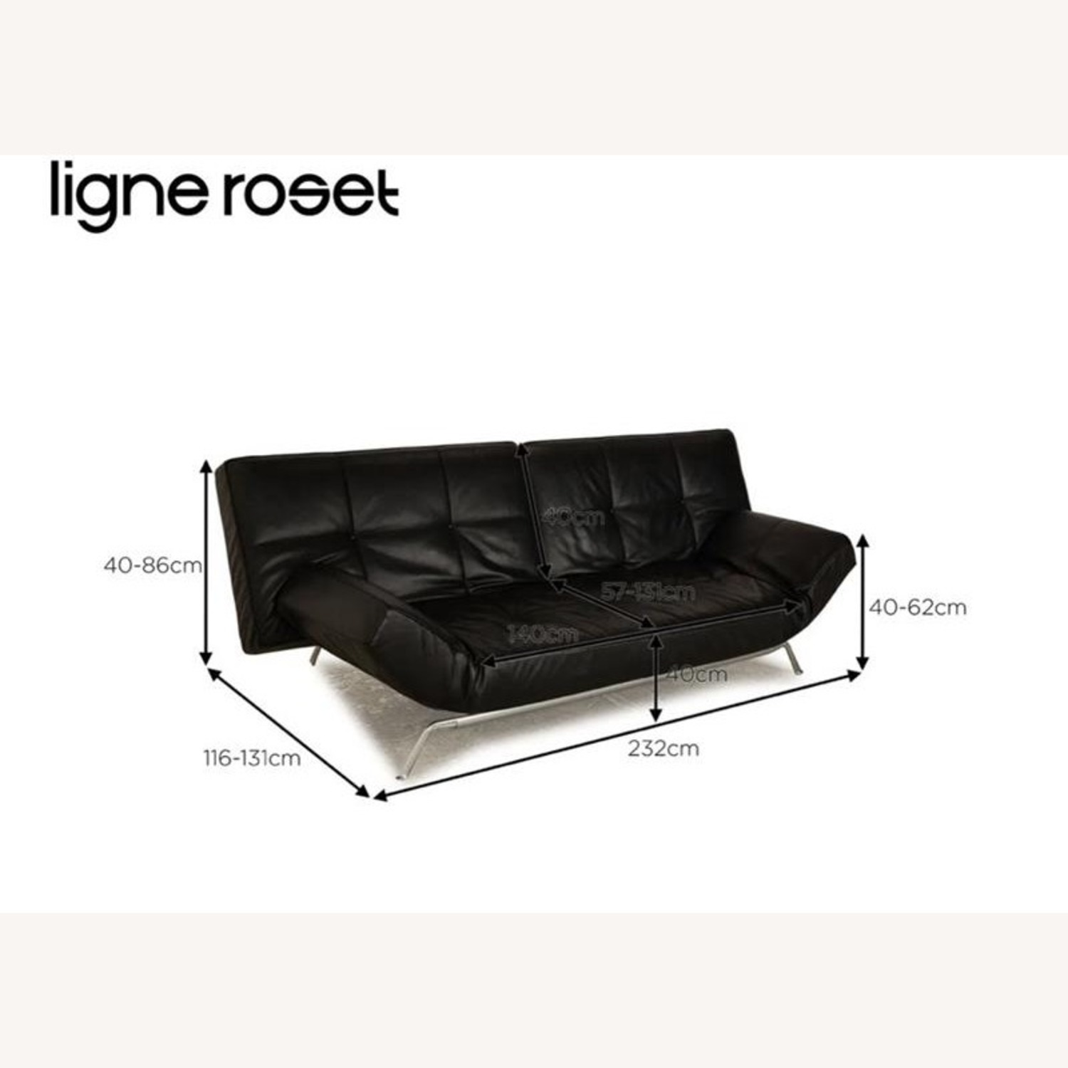 Ligne Roset Smala Black Leather Sofa - image-5