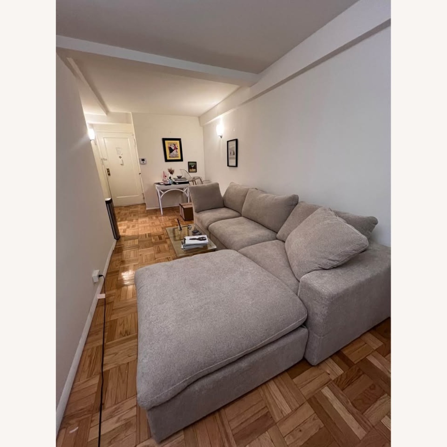 Light Brown Linen 3+ Piece Sectional - image-1