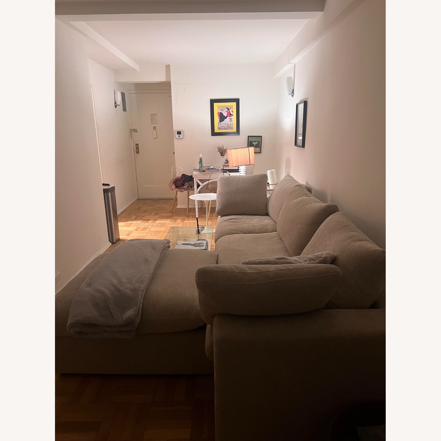 Light Brown Linen 3+ Piece Sectional - image-3