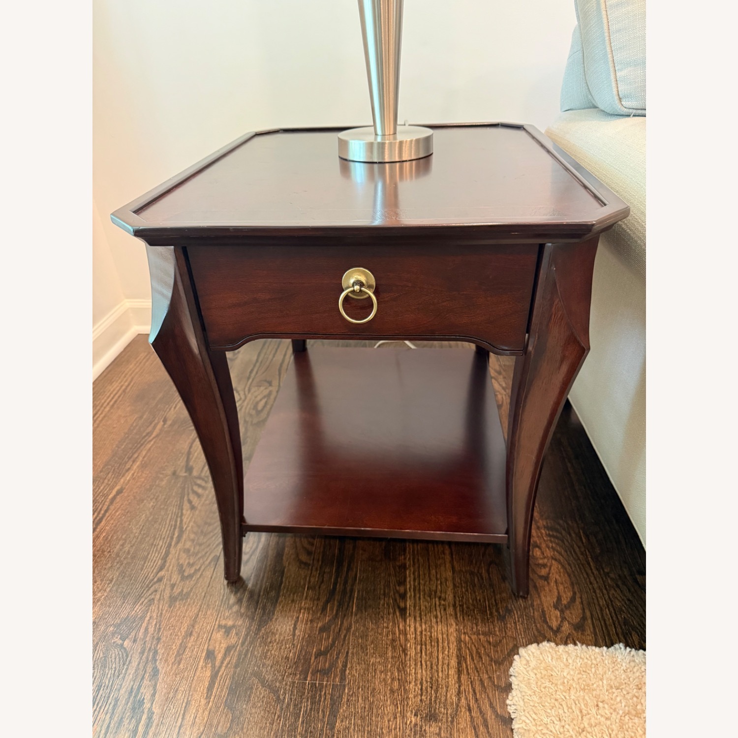Dark Brown Wood Side Table - image-2