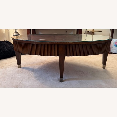 Used Ethan Allen Dark Brown Wood Coffee Table for sale on AptDeco