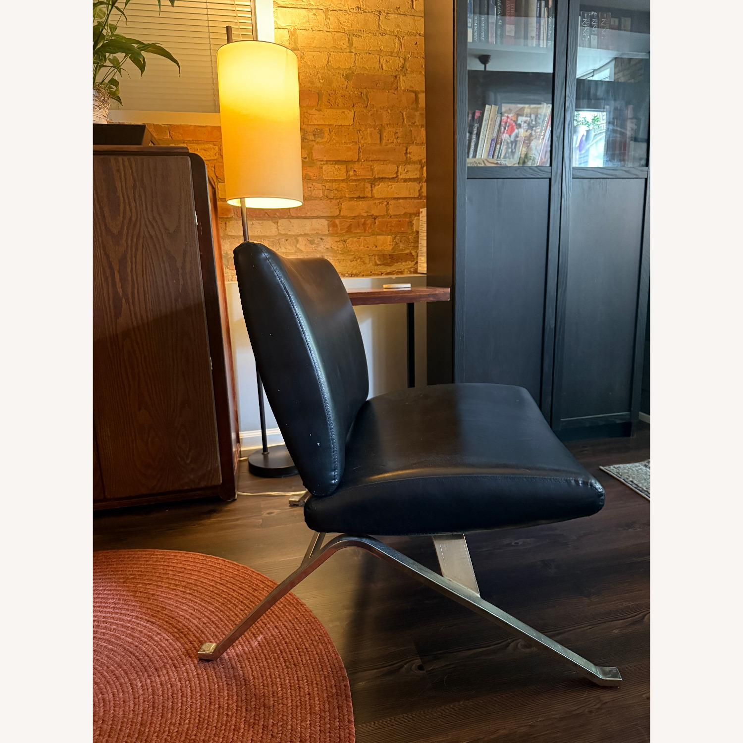 Parsons Furniture Black Leather Accent Chair - image-3