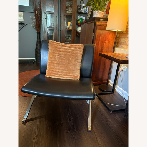 Used Parsons Furniture Black Leather Accent Chair for sale on AptDeco