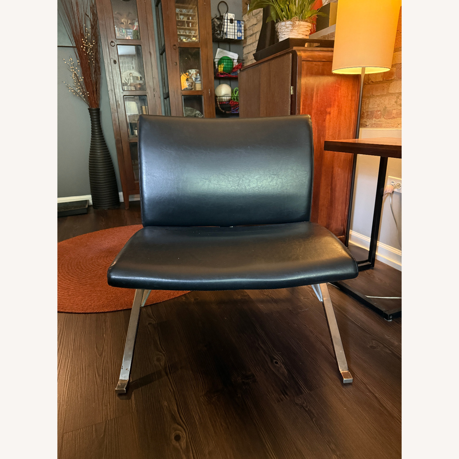 Parsons Furniture Black Leather Accent Chair - image-4