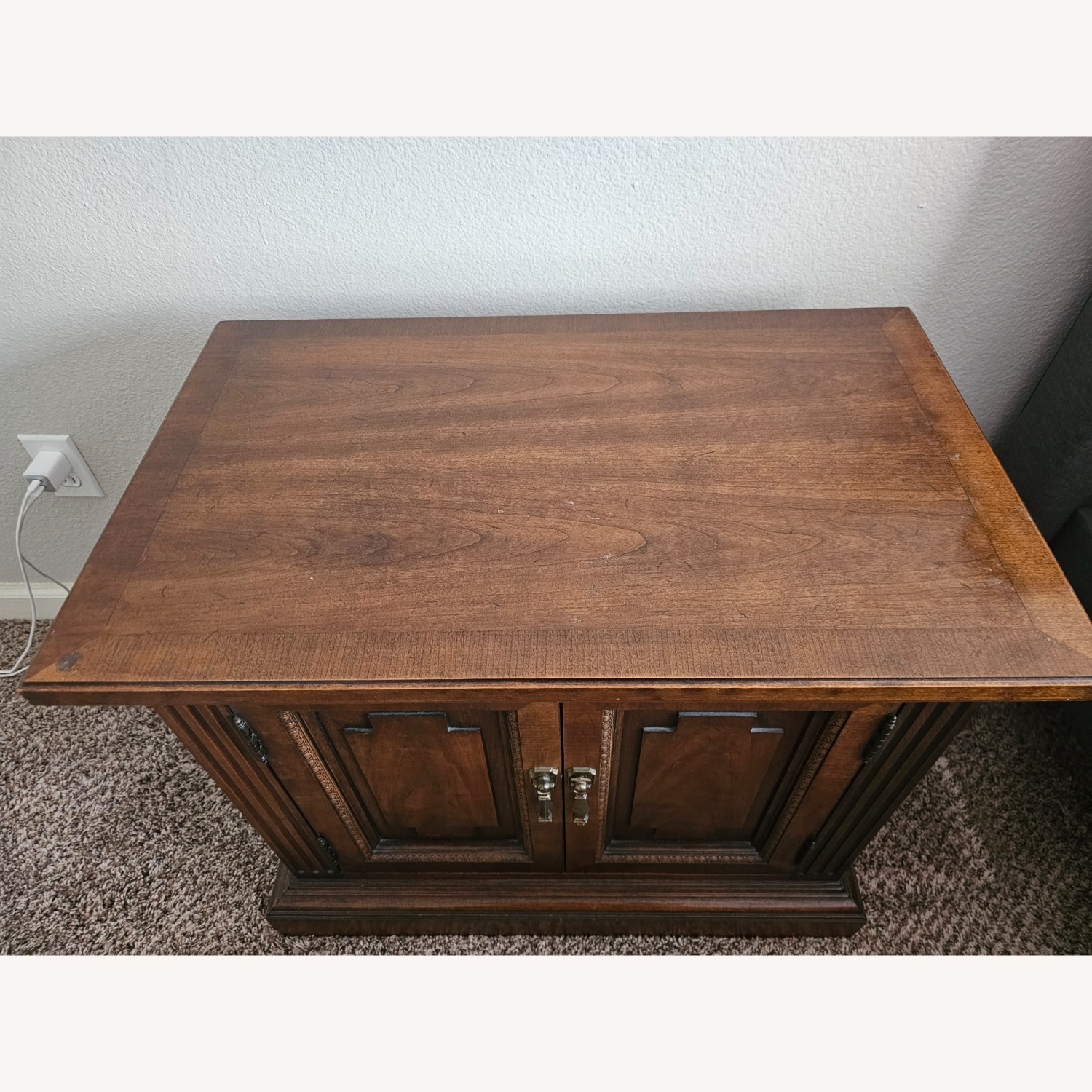 Antique Wood Side Tables Walnut Finish - image-3