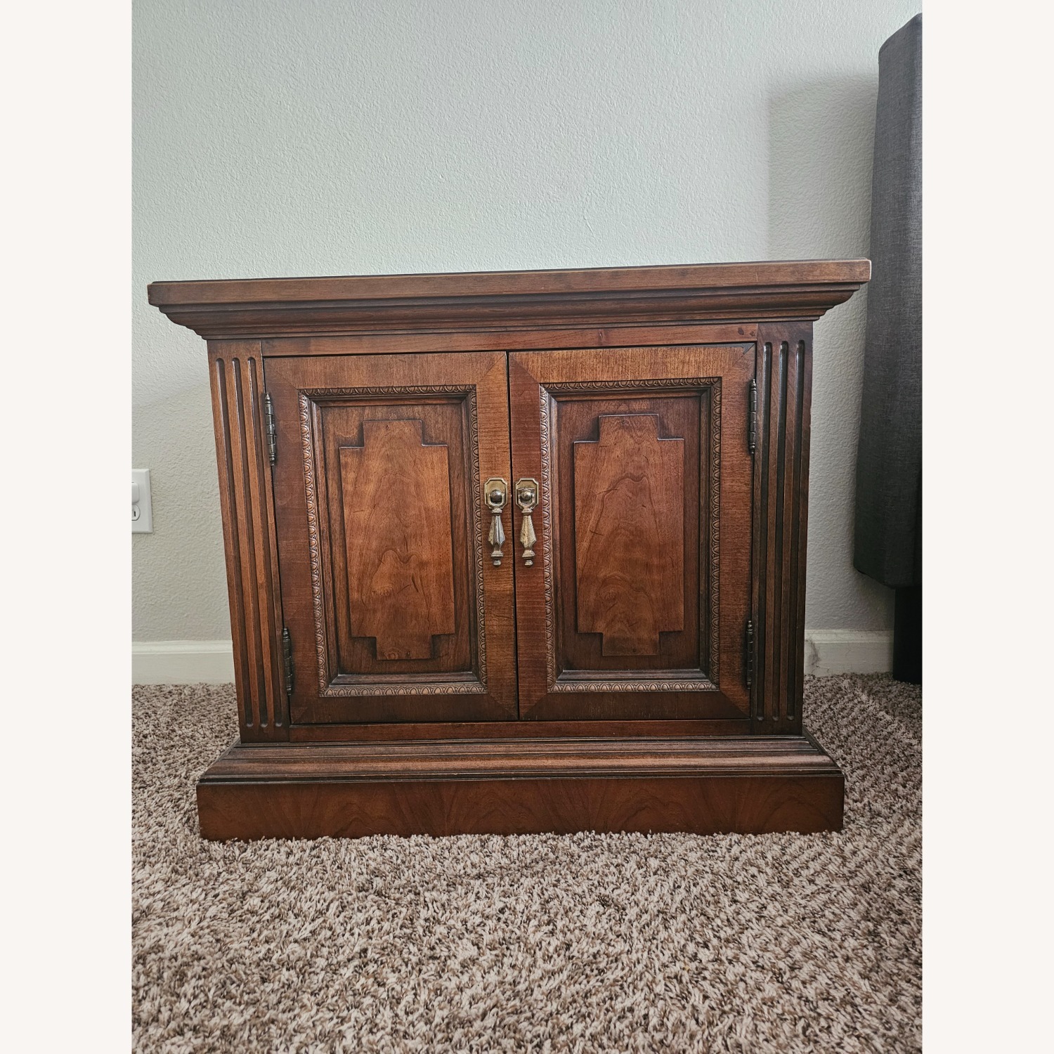 Antique Wood Side Tables Walnut Finish - image-1