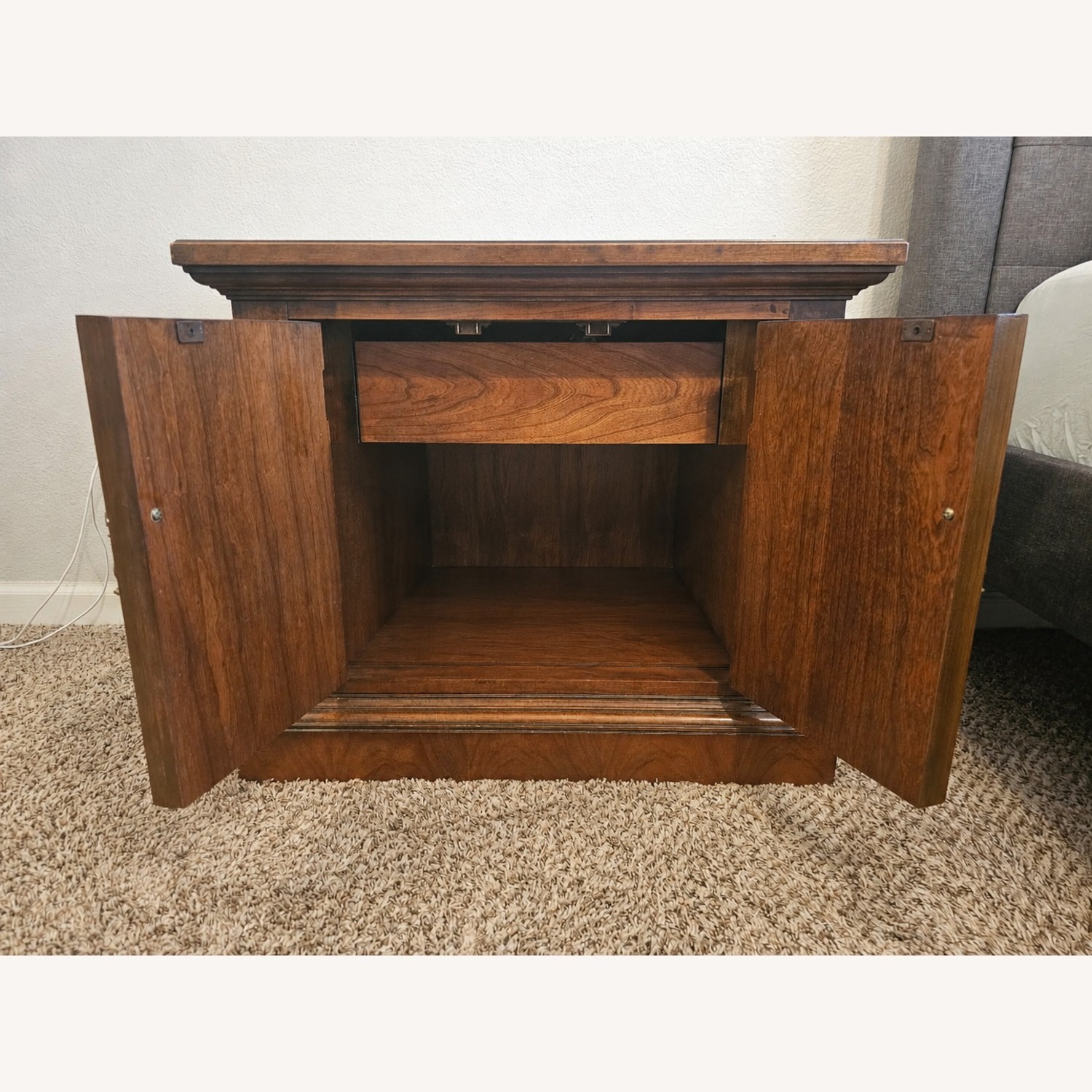 Antique Wood Side Tables Walnut Finish - image-2