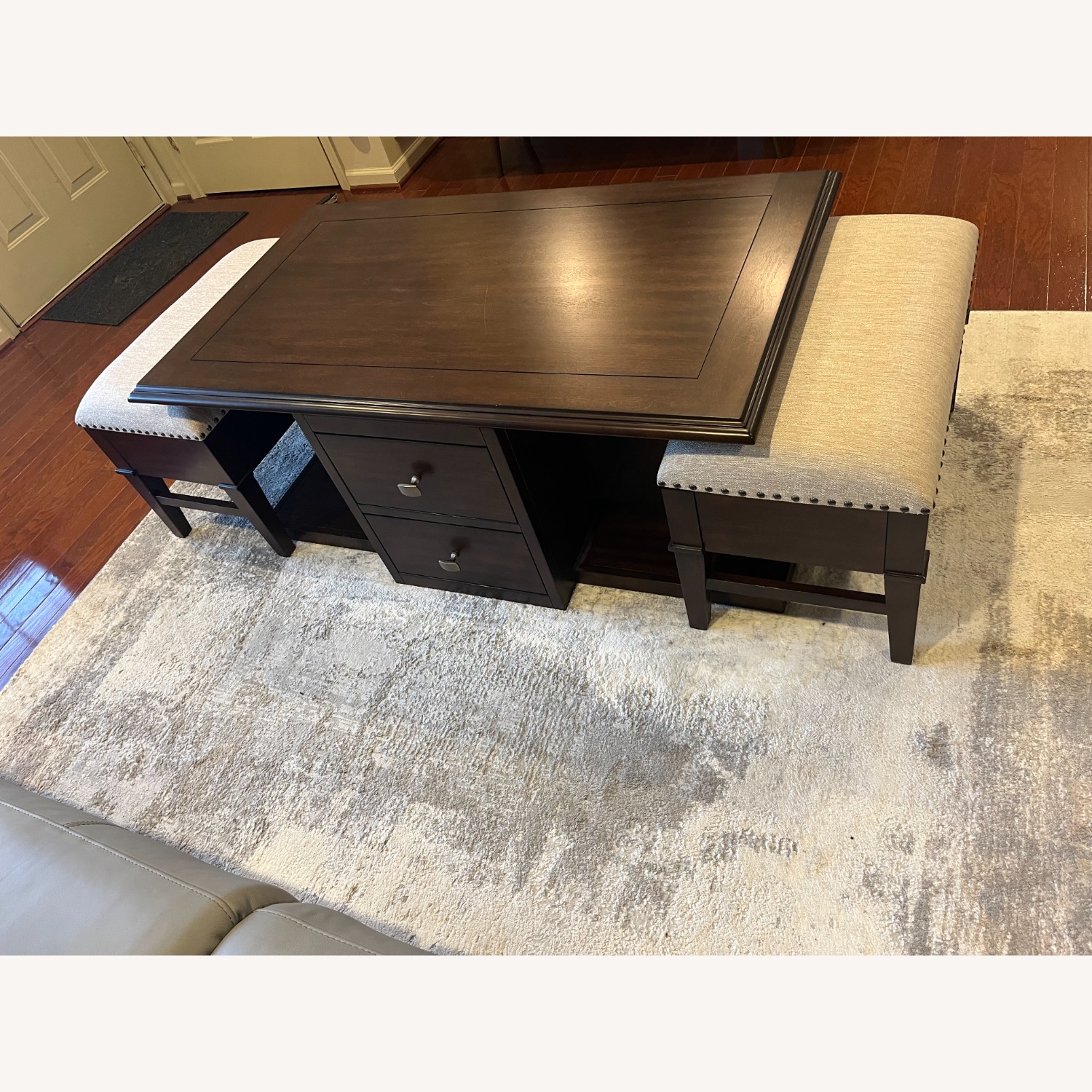 Raymour & Flanigan Coffee Table with Two Benches - image-2