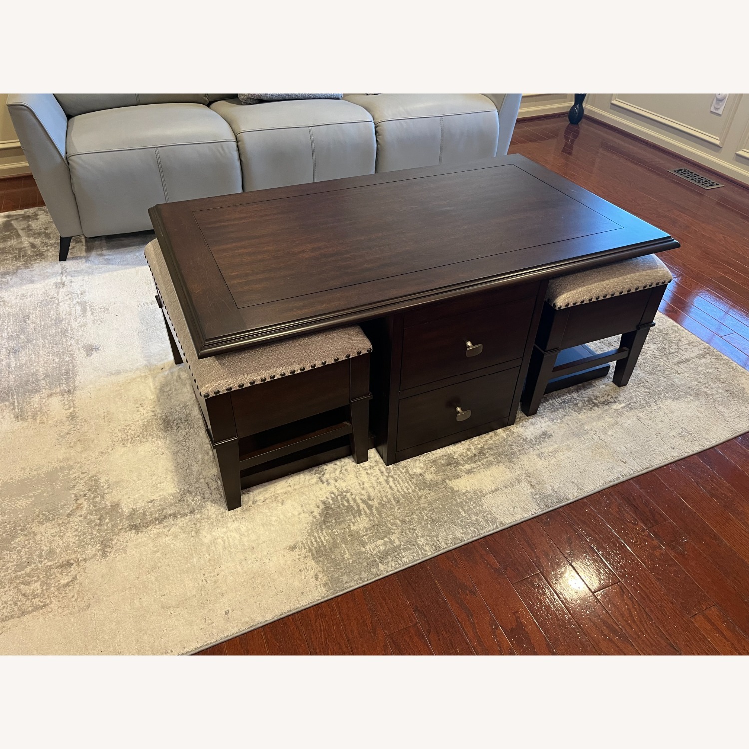 Raymour & Flanigan Coffee Table with Two Benches - image-1