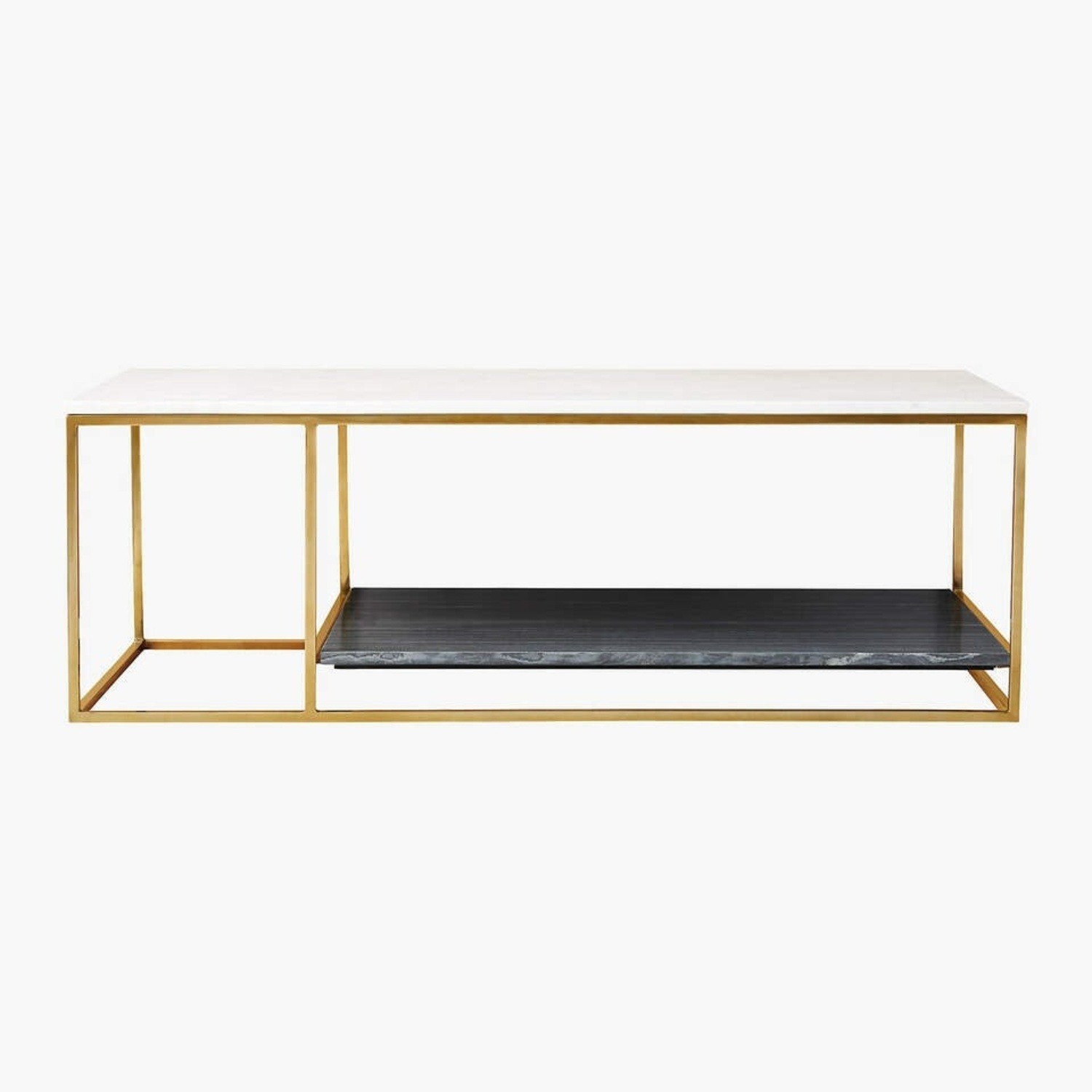 CB2 2 Tone Grey and White Marble Coffee Table - image-3