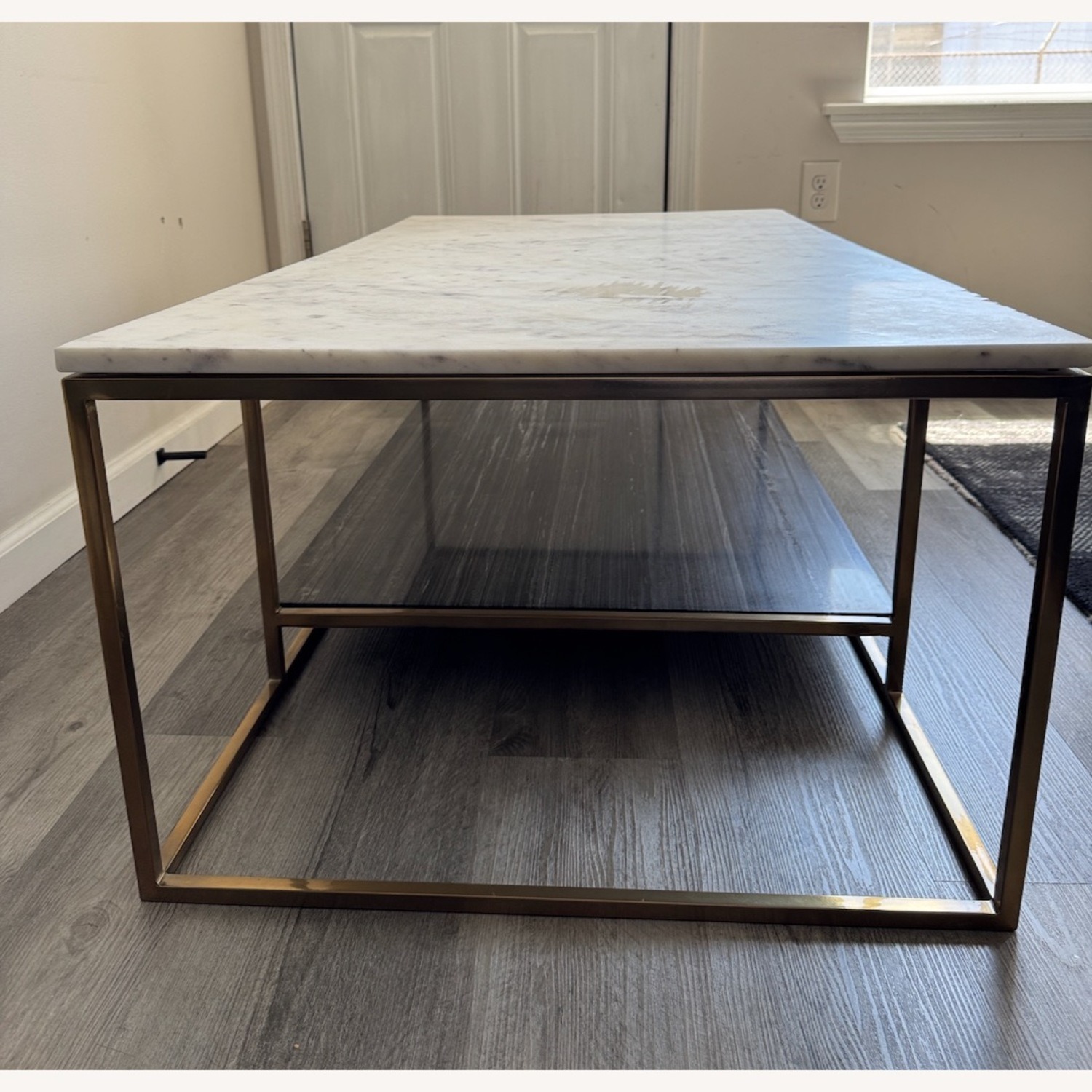 CB2 2 Tone Grey and White Marble Coffee Table - image-2