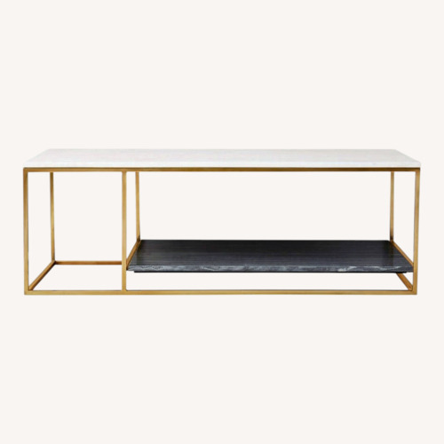 Used CB2 2 Tone Grey and White Marble Coffee Table for sale on AptDeco