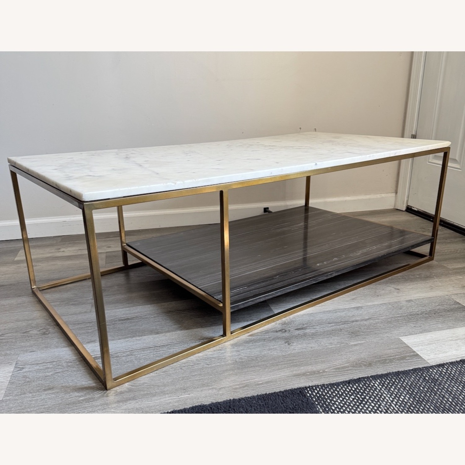 CB2 2 Tone Grey and White Marble Coffee Table - image-1