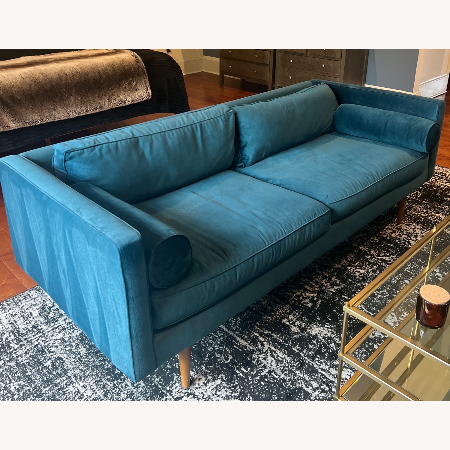 West Elm Monroe Blue Loveseat - image-1