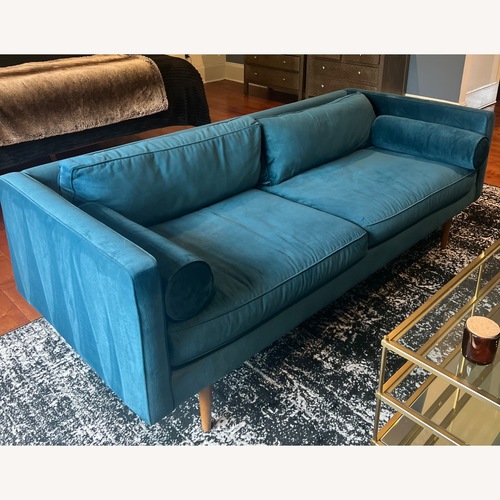 Used West Elm Monroe Blue Loveseat for sale on AptDeco