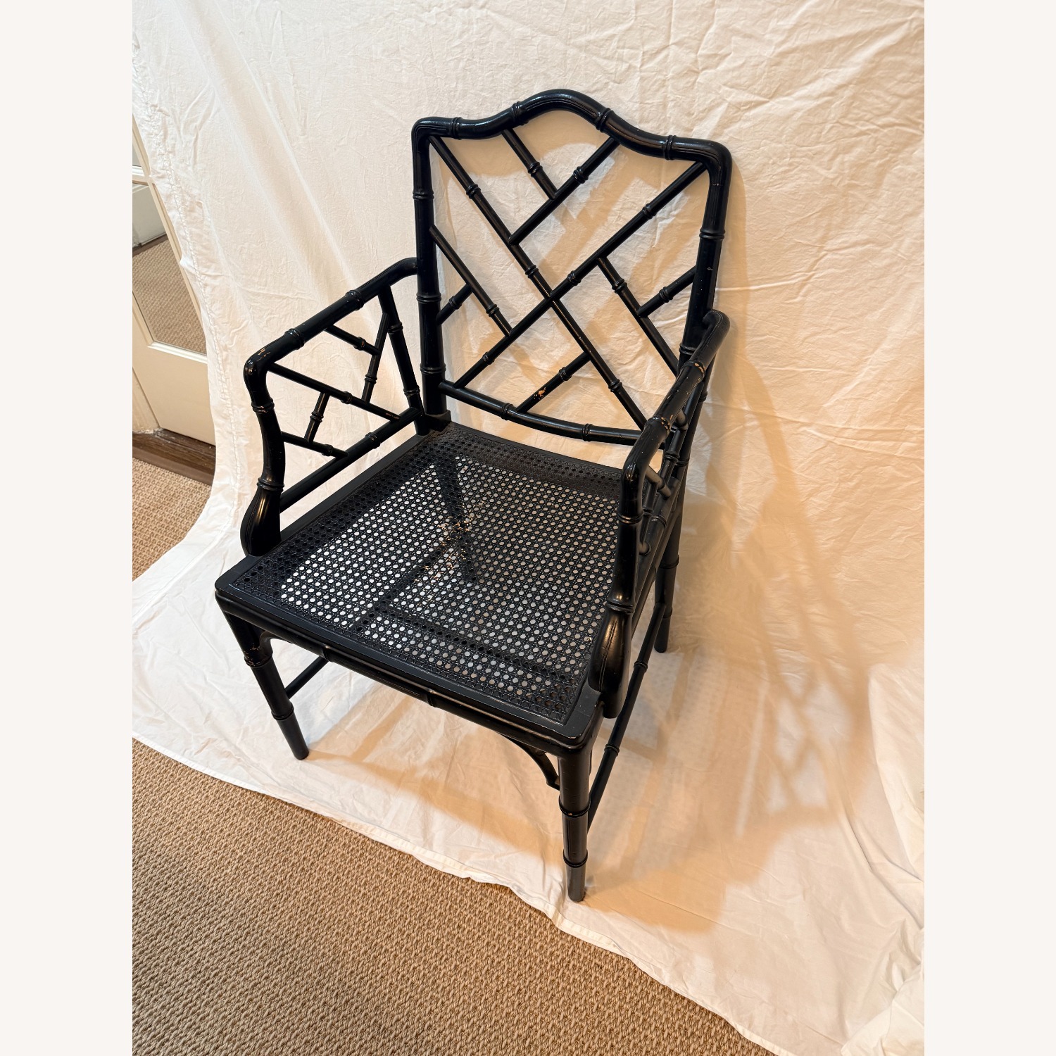 Vintage Hollywood Regency Faux Bamboo Armchair - image-4