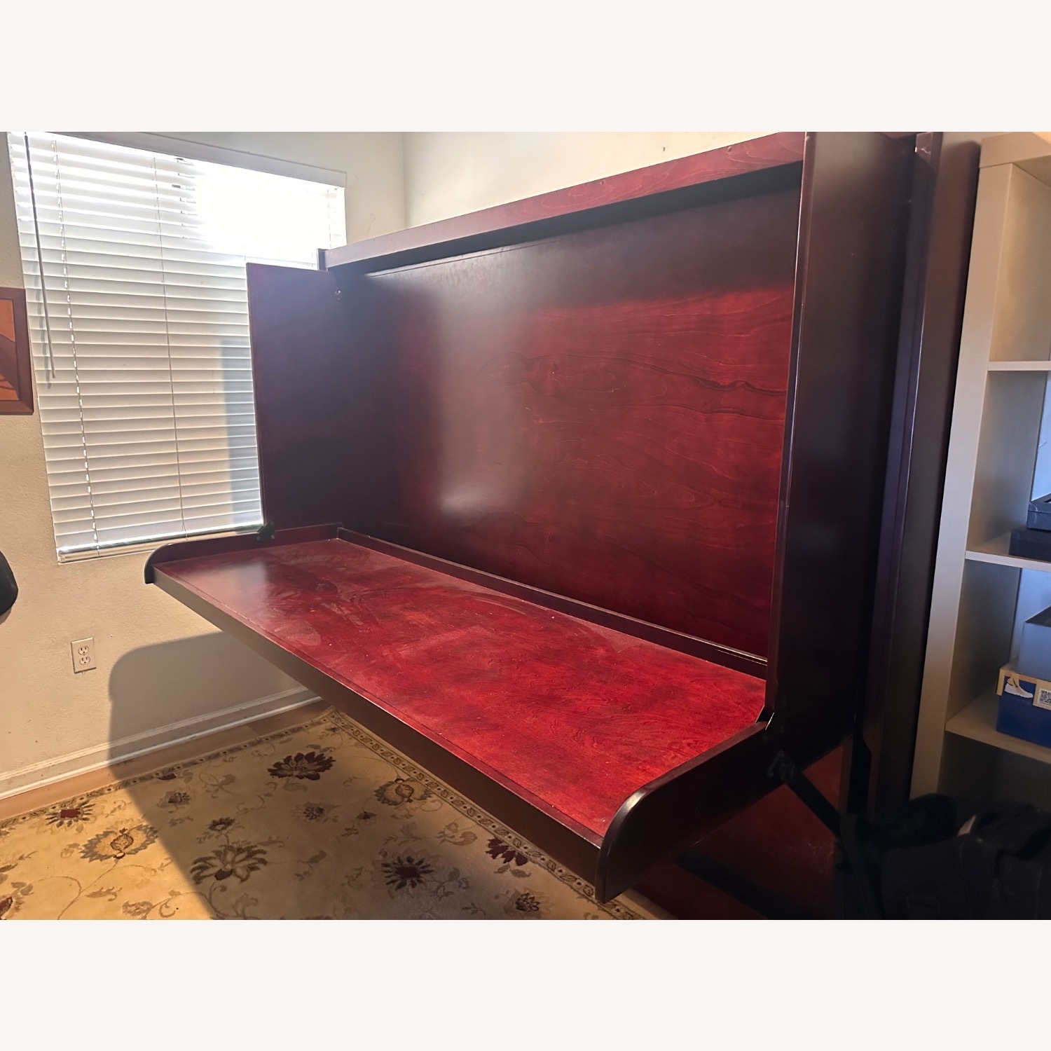 Dark Brown Wood Queen Murphy Bed/Desk - image-2