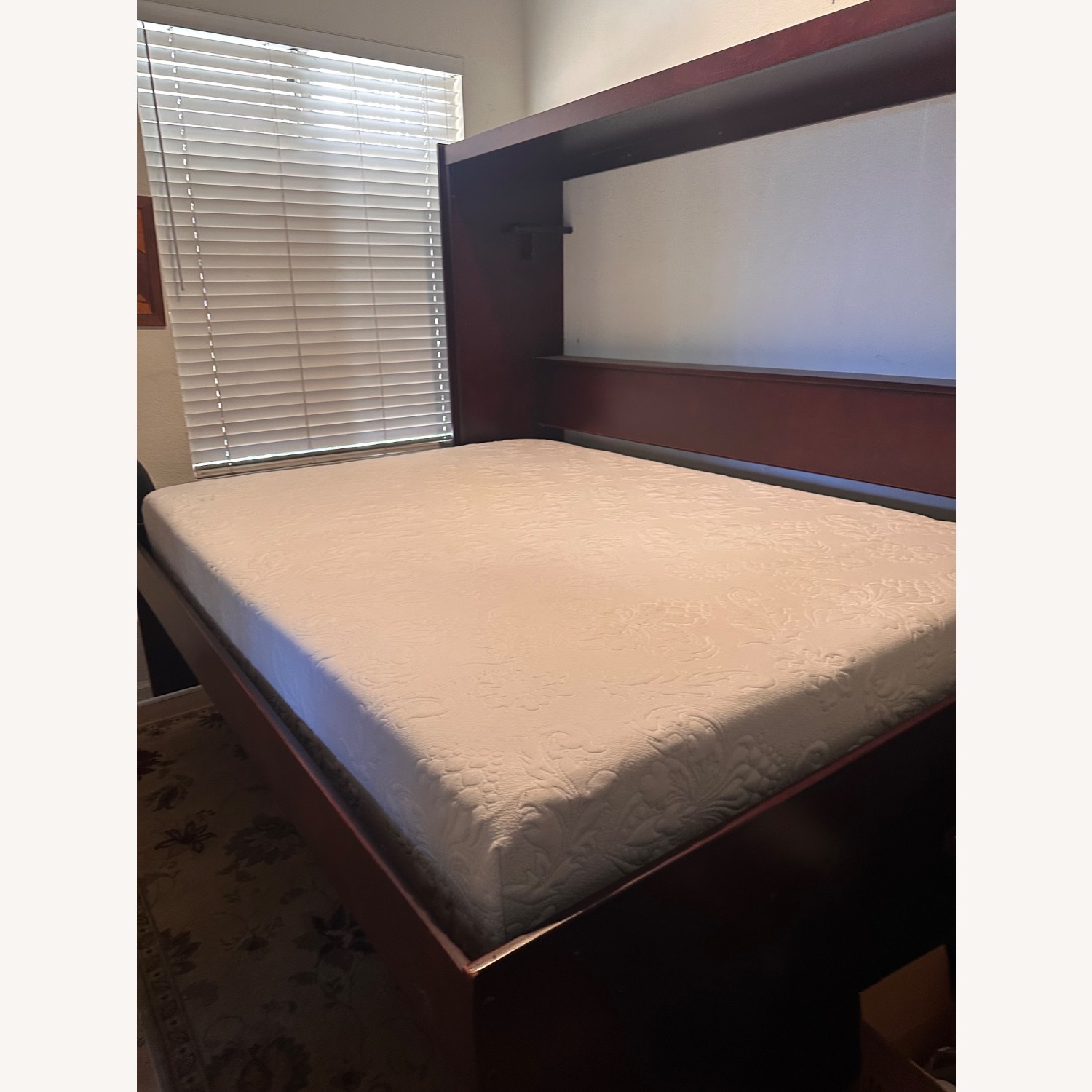 Dark Brown Wood Queen Murphy Bed/Desk - image-3