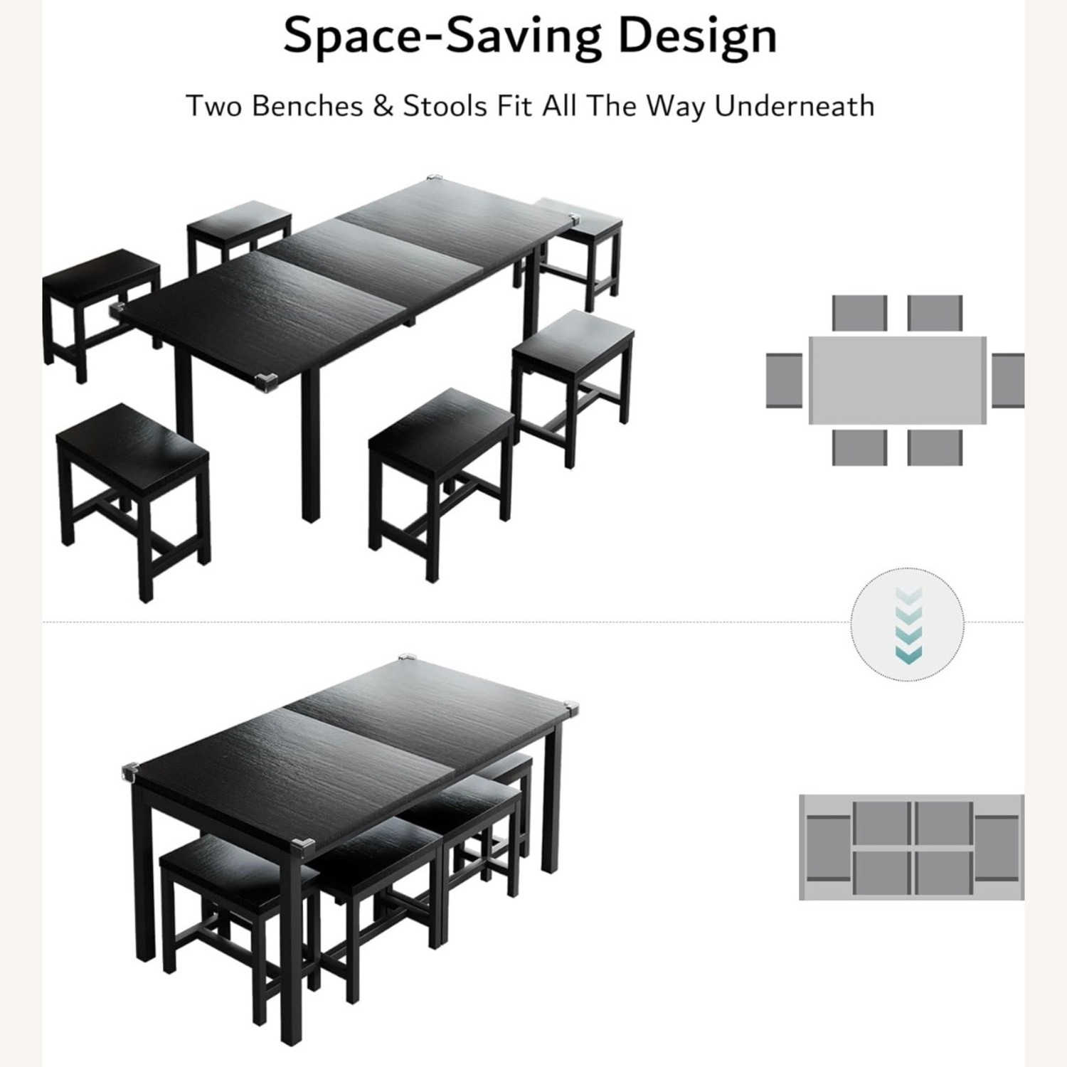 Amazon 7-Piece Extendable Dining Table Set with 6 Stools - image-2
