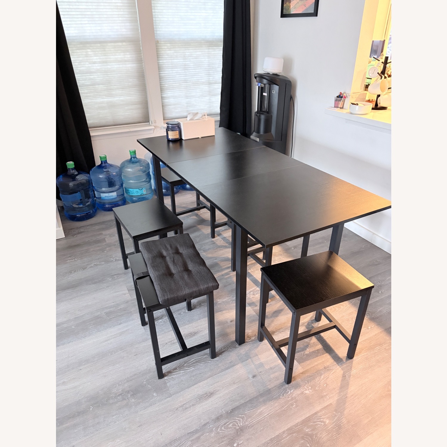 Amazon 7-Piece Extendable Dining Table Set with 6 Stools - image-4