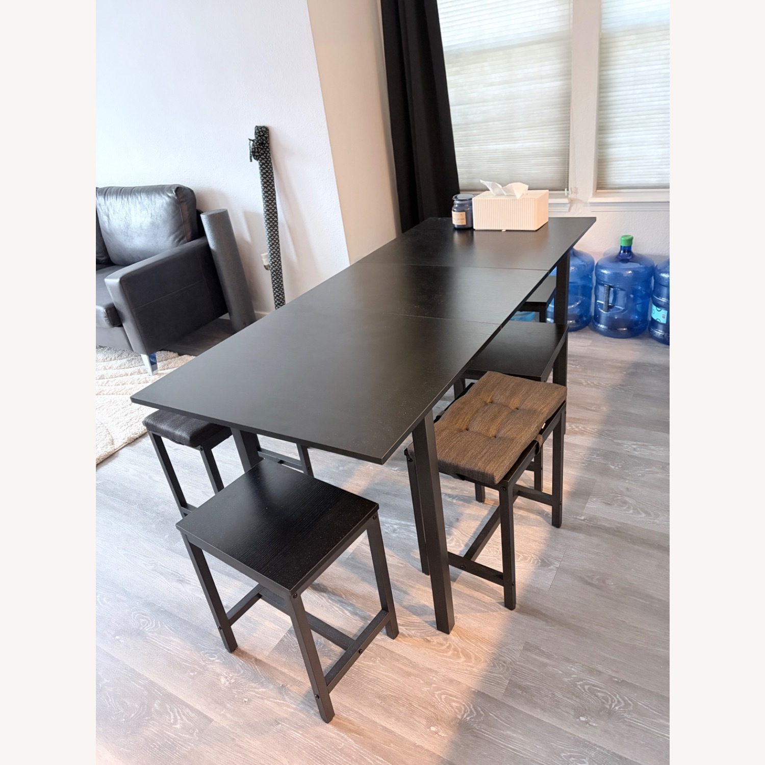 Amazon 7-Piece Extendable Dining Table Set with 6 Stools - image-5