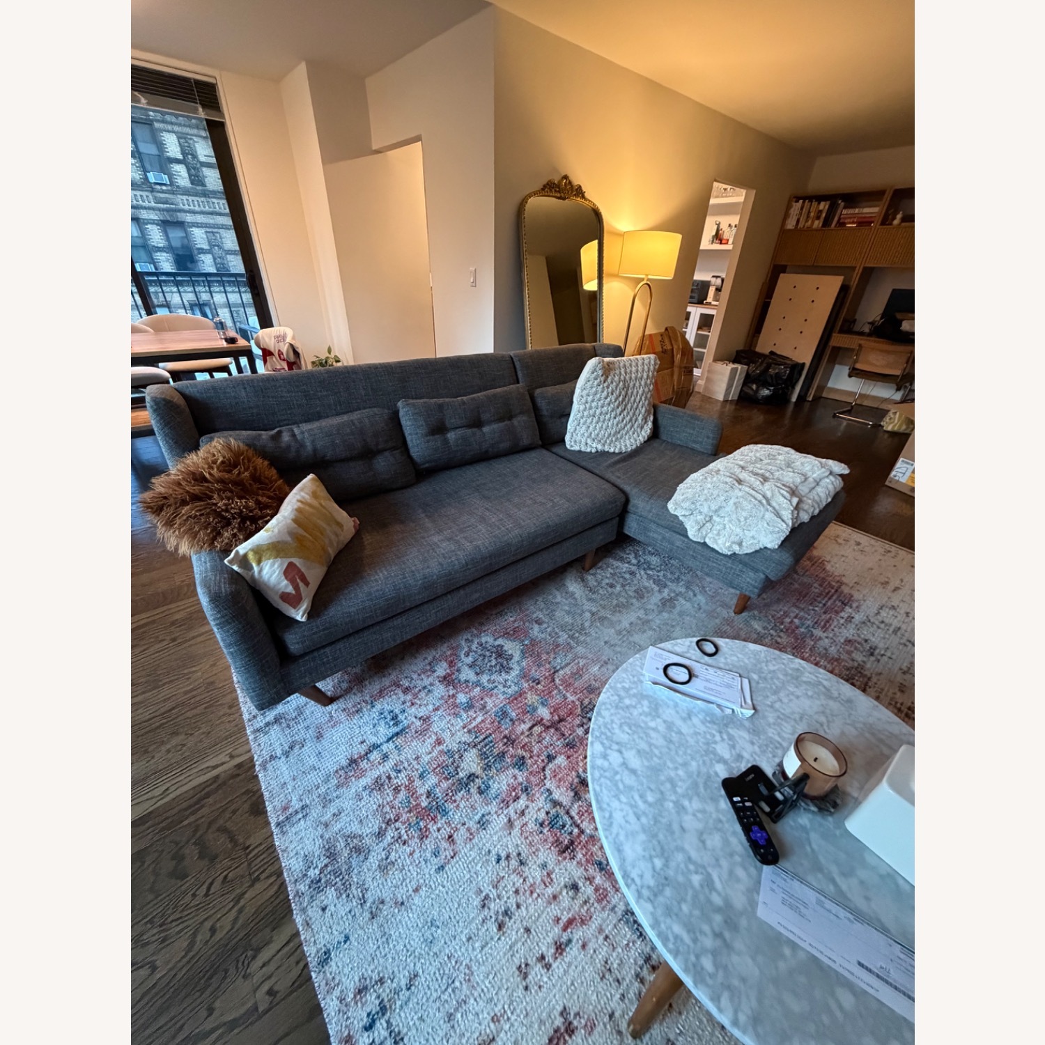 West Elm Crosby Mid Century Dark Gray 2 Piece Sectional - image-2