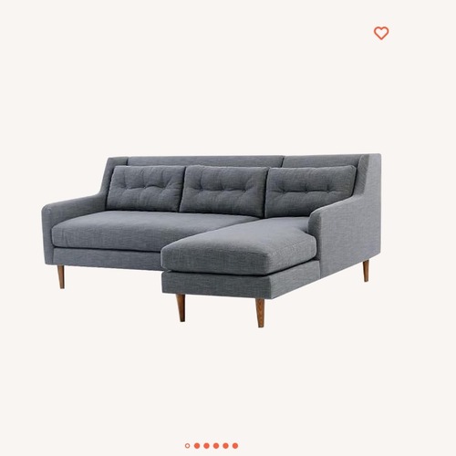 Used West Elm Crosby Mid Century Dark Gray 2 Piece Sectional for sale on AptDeco
