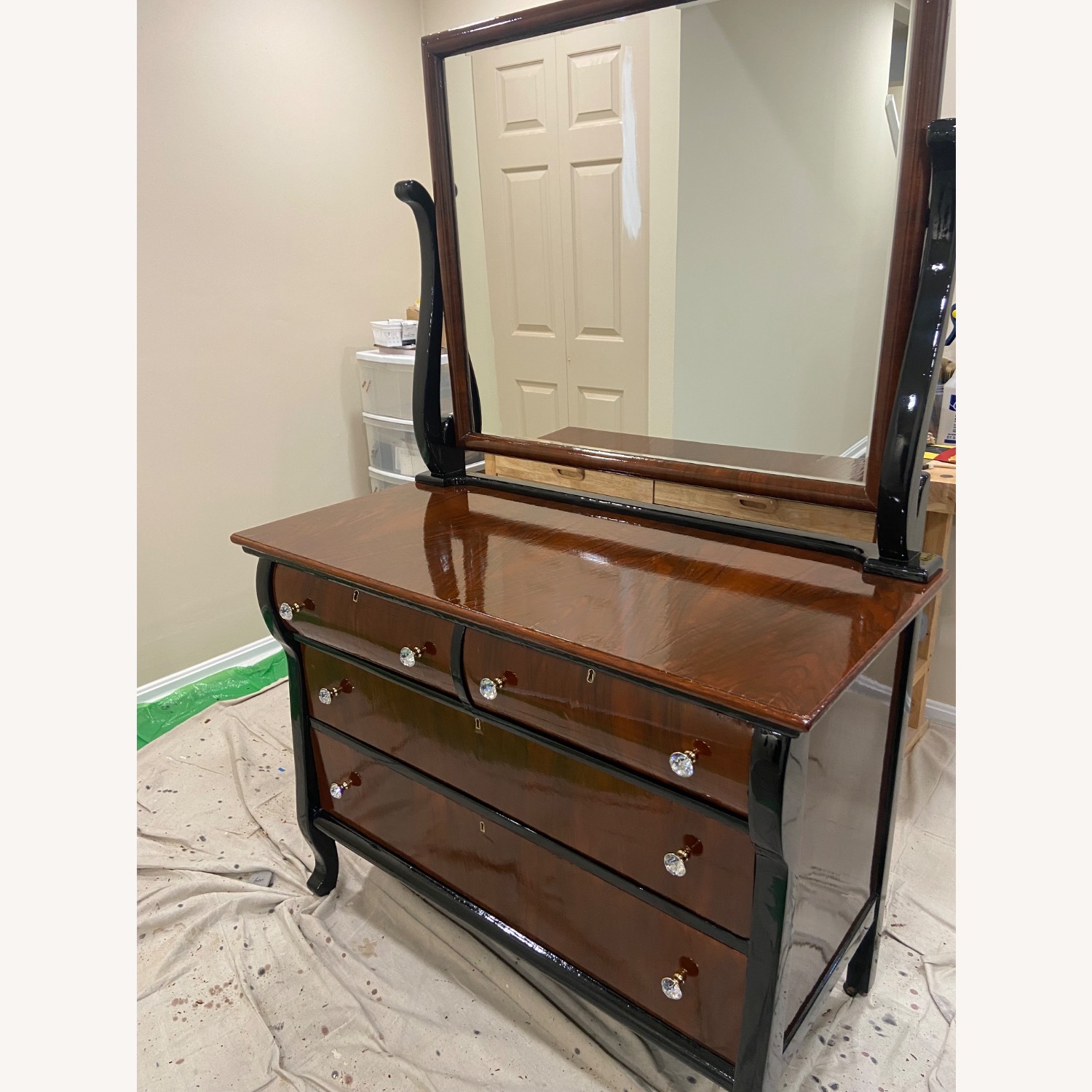Vintage/Antique Black Wood Dresser - image-5