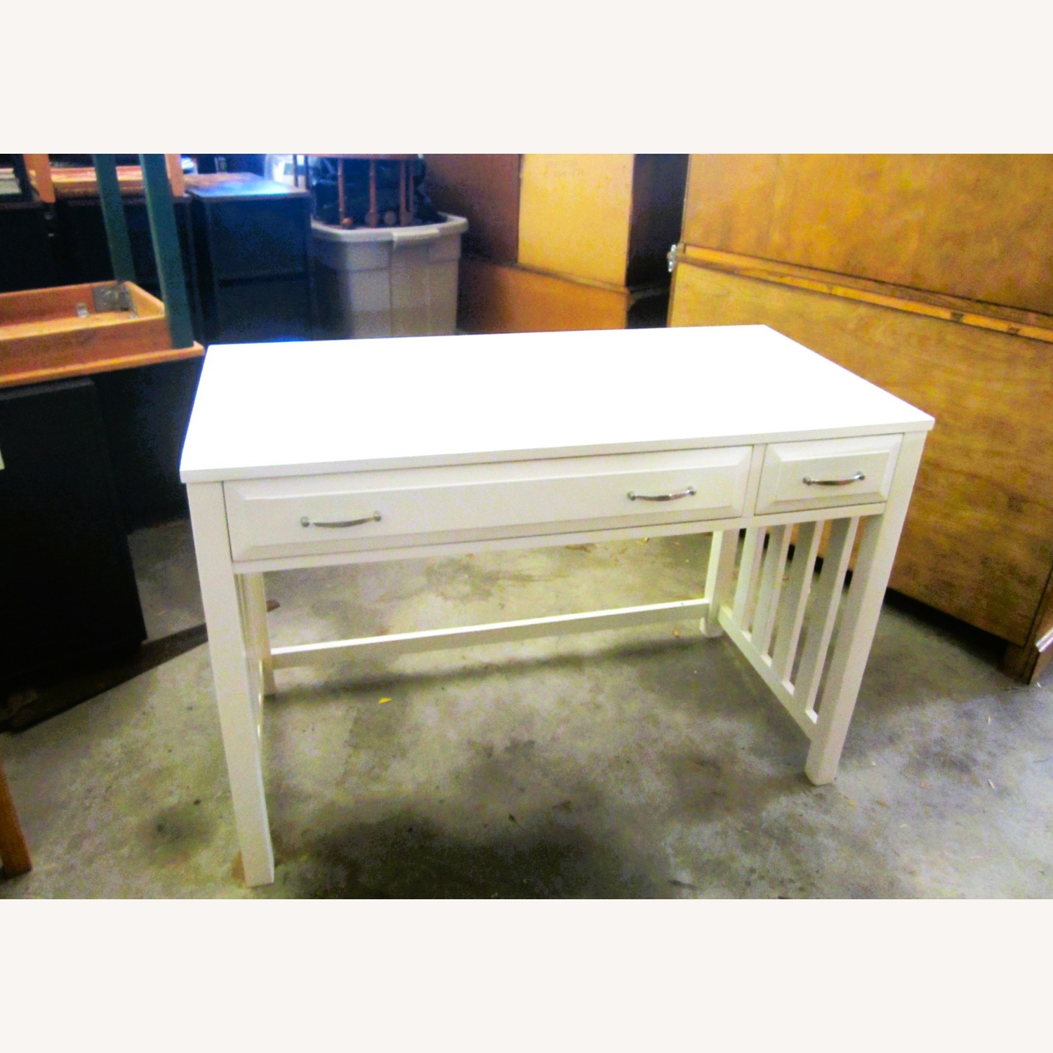 Vintage/Antique Finds White Wood Desk - image-1
