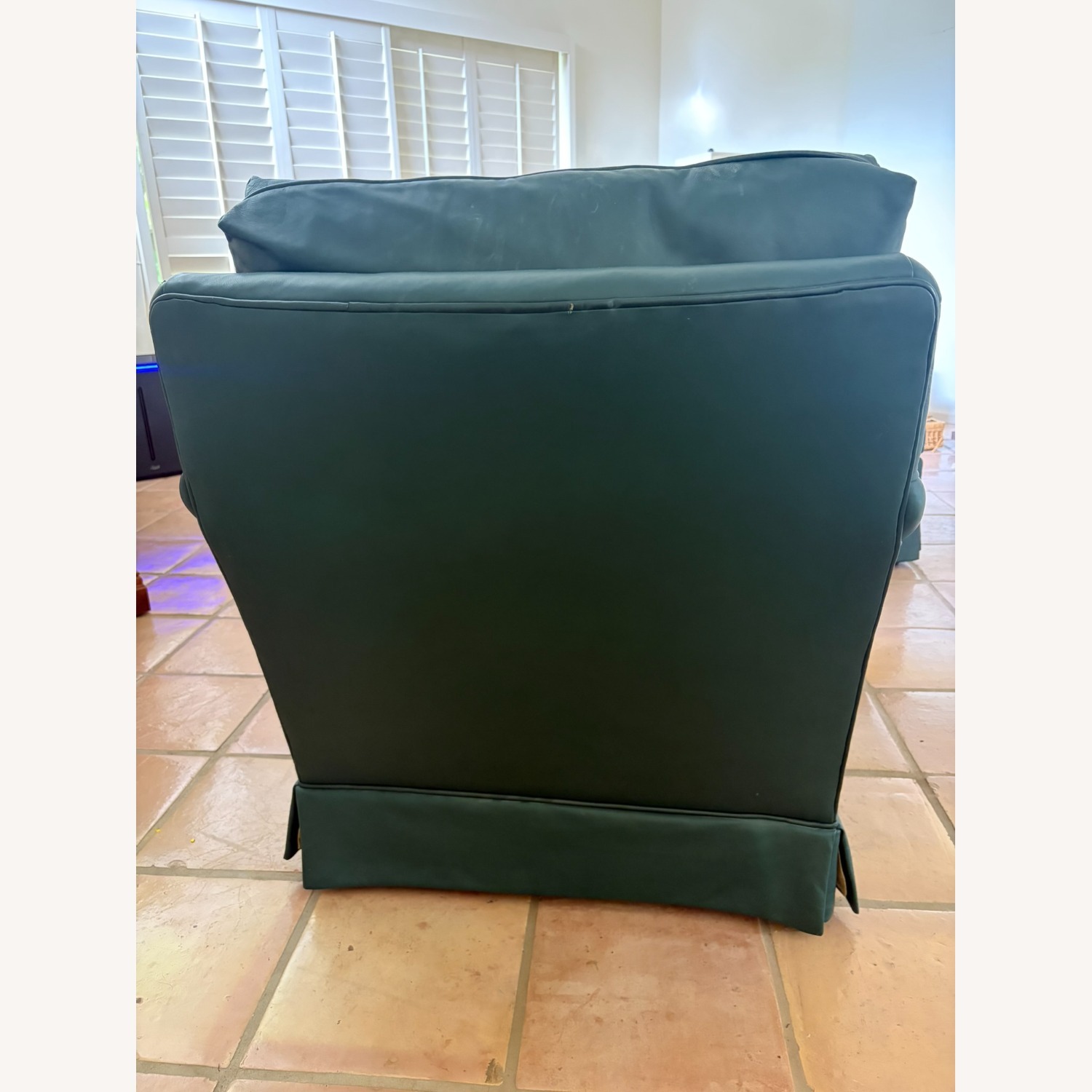 Baker Furniture Green Leather Armchair - image-3